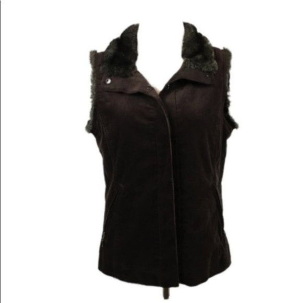 J. jill brown faux fur lined sleeveless vest